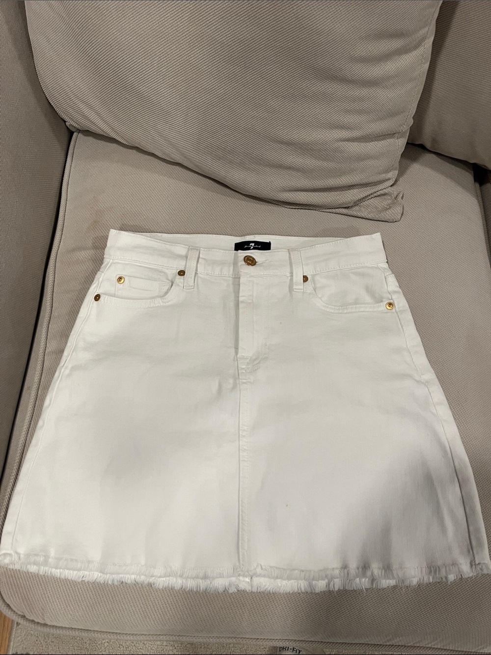 Los Angeles Apparel White High-Waist Mini Denim Skirt